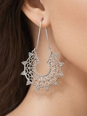 Polished Silver Filigree drop Earrings - Women's Fashion Jewelry